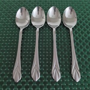 Hampton Silversmiths LILY FROSTED Teaspoons Lot Set of 4 Stainless Satin Vtg